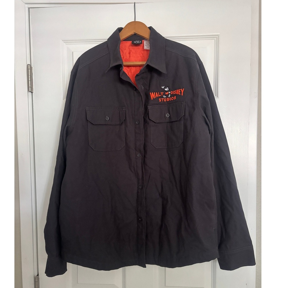 Disney 100 Walt Disney Studios Quilted Workwear Chore Jacket Shacket Gray Large